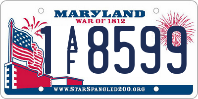 MD license plate 1AF8599