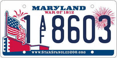 MD license plate 1AF8603