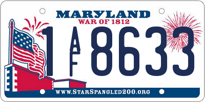 MD license plate 1AF8633