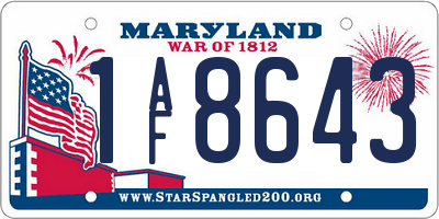 MD license plate 1AF8643