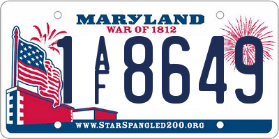 MD license plate 1AF8649