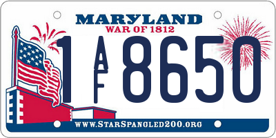 MD license plate 1AF8650