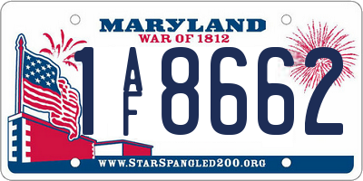 MD license plate 1AF8662