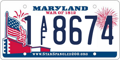 MD license plate 1AF8674