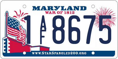 MD license plate 1AF8675