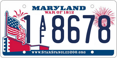 MD license plate 1AF8678