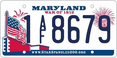 MD license plate 1AF8679