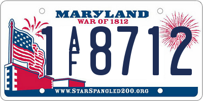 MD license plate 1AF8712