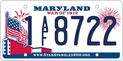 MD license plate 1AF8722