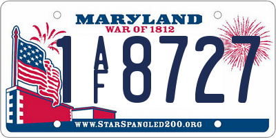 MD license plate 1AF8727