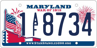 MD license plate 1AF8734