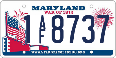 MD license plate 1AF8737