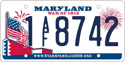 MD license plate 1AF8742