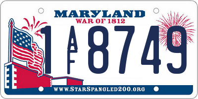 MD license plate 1AF8749