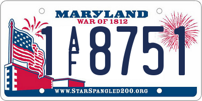 MD license plate 1AF8751