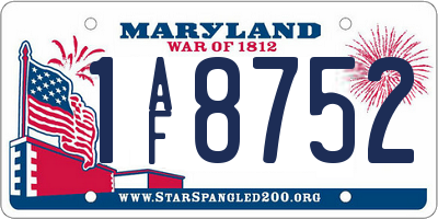 MD license plate 1AF8752