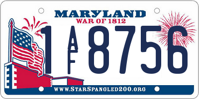 MD license plate 1AF8756