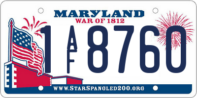 MD license plate 1AF8760