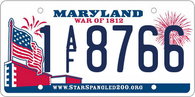 MD license plate 1AF8766