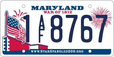 MD license plate 1AF8767