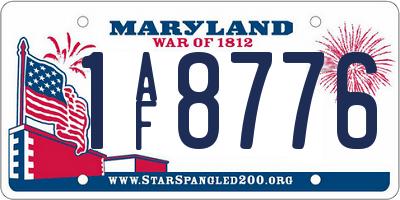 MD license plate 1AF8776