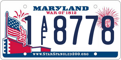 MD license plate 1AF8778