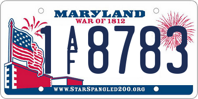 MD license plate 1AF8783