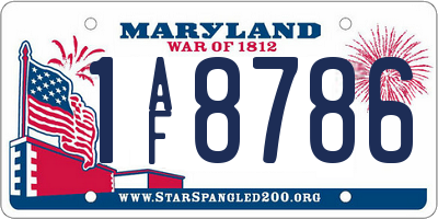 MD license plate 1AF8786