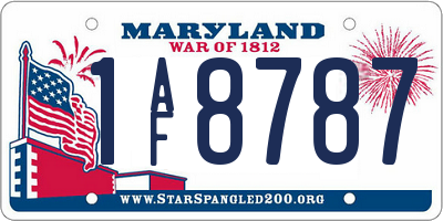 MD license plate 1AF8787