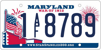MD license plate 1AF8789