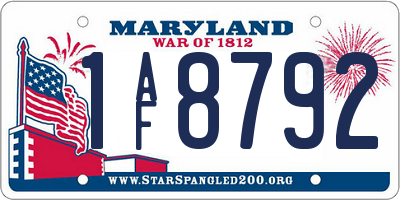 MD license plate 1AF8792