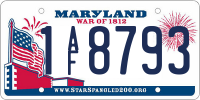 MD license plate 1AF8793