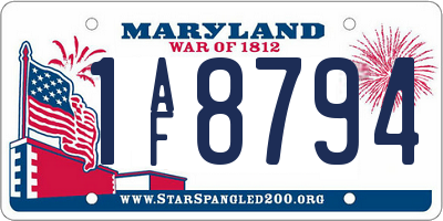 MD license plate 1AF8794