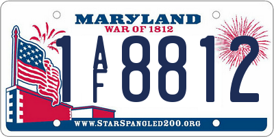 MD license plate 1AF8812