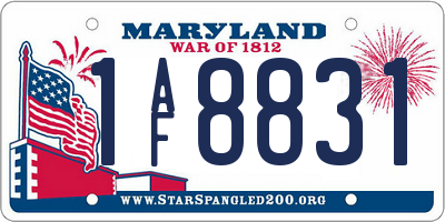 MD license plate 1AF8831