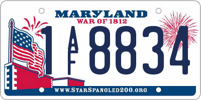 MD license plate 1AF8834