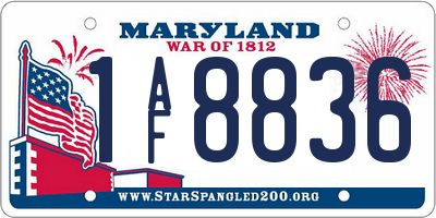 MD license plate 1AF8836