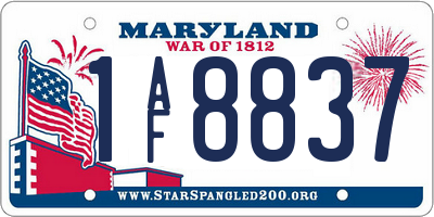 MD license plate 1AF8837
