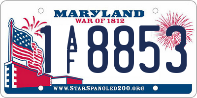 MD license plate 1AF8853