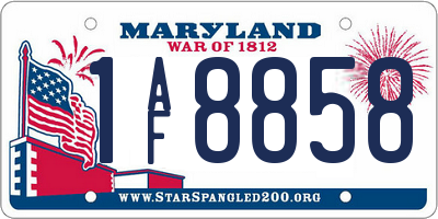 MD license plate 1AF8858