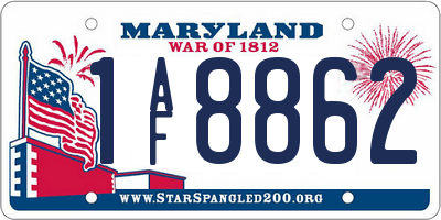 MD license plate 1AF8862