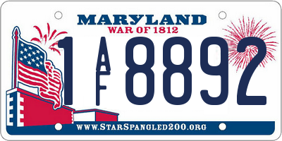 MD license plate 1AF8892