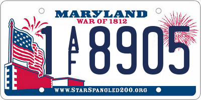 MD license plate 1AF8905