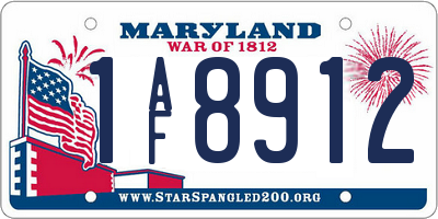 MD license plate 1AF8912
