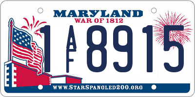 MD license plate 1AF8915