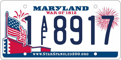 MD license plate 1AF8917