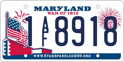 MD license plate 1AF8918