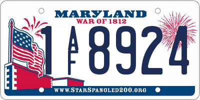 MD license plate 1AF8924