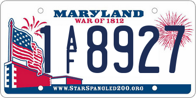 MD license plate 1AF8927