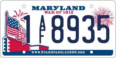 MD license plate 1AF8935